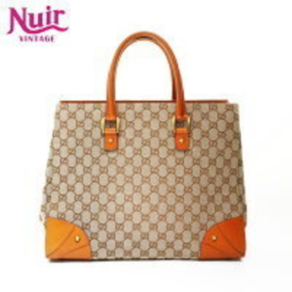 Gucci GG Canvas Studded Tote Bag Brown